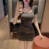 Women&#39;s Summer Dress 2023 One-piece Aesthetic Clothing Luxury Dresses for Party Prom Mini Short Sexy Bodycon Sklinky Elasticity
