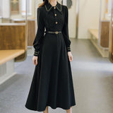 Summer Dresses Outfits For Women Casual Clothes Long Sleeve Strap Midi Black Vintage Dress Lolita Harajuku Cottagecore Robe