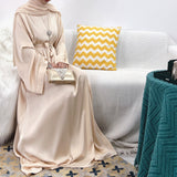 Ramadan Muslim Fashion Hijab Dress Eid Satin Abaya Dubai Turkey Islam Clothing Basic Closed Abayas for Women African Kaftan Robe