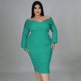 Zjkrl - Elegante Sexy Backless Long Sleeve Plus Size Dress Chic Off Shoulder Party Evening Dress Vestidos De Mujer Elegantes Para Fiesta