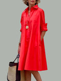 Shirt Dress Long sleeve Plain Simple Dress