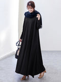 Zjkrl - Simple 6 Colors Plus Size Loose Long Sleeve Casual Dress