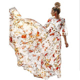 Zjkrl - Women's Fashion Printed Chiffon Vacation Dress