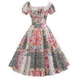 Zjkrl - Summer Puff Sleeve Elegant Print Vintage Dress