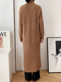 Original Loose Solid Color Split-Front Sweater Dress