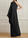 Zjkrl - Simple Asymmetric Solid Color One-Shoulder Maxi Dresses