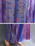 Zjkrl - Vintage Side Pocket Striped Floral Printed Midi Dress