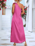 Zjkrl - Loose Sleeveless Solid Color One-Shoulder Maxi Dresses