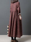 Zjkrl - Vintage Floral Stand Collar Midi Dress