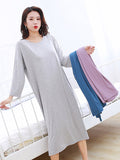 Zjkrl - Modal Long Sleeve Split-Side Loose Pajamas Dress