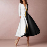 Classic V-neck Long-Sleeved Dress for Women