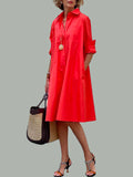 Shirt Dress Long sleeve Plain Simple Dress