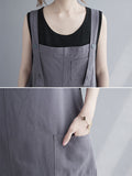 Zjkrl - Casual Solid Color With Pocket Suspender Dress