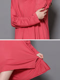 Zjkrl - Solid Color Modal Plus Size High-Low Long Sleeve Pajamas Dress