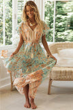 Zjkrl - Fashion Bohemian Style Single Breasted Maxi Dress