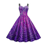 Women‘s Halloween Dress Retro 1950s Vintage Dress Midi Dress Holiday Backless Print Pumpkin Spaghetti Strap Sleeveless Regular Fit Spring Fall 2023 Deep Purple Purple S M L XL