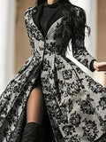 Women‘s Halloween Dress Party Dress Lace Dress Swing Dress Midi Dress Black Long Sleeve Floral Lace Spring Fall Winter Crew Neck Classic Party Winter Dress 2023 S M L XL XXL