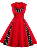 Women‘s Halloween Dress Retro 1950s Vintage Dress Midi Dress Party Button Print Floral V Neck Sleeveless Regular Fit Summer Spring 2023 claret Red black S M L XL