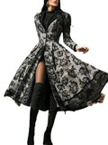 Women‘s Halloween Dress Party Dress Lace Dress Swing Dress Midi Dress Black Long Sleeve Floral Lace Spring Fall Winter Crew Neck Classic Party Winter Dress 2023 S M L XL XXL