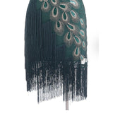Women's Retro 1920s Fringe Dress Midi Dress Party Holiday Sequins Tassel Fringe Animal V Neck Sleeveless Regular Fit Spring Fall 2023 Black Red S M L XL