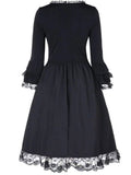 Women‘s Halloween Dress Lace Dress Vintage Dress Black Dress Midi Dress Black Long Sleeve Pure Color Lace Fall Winter Autumn Crew Neck Vintage Winter Dress Fall Dress 2023 S M L XL XXL 3XL 4XL 5XL